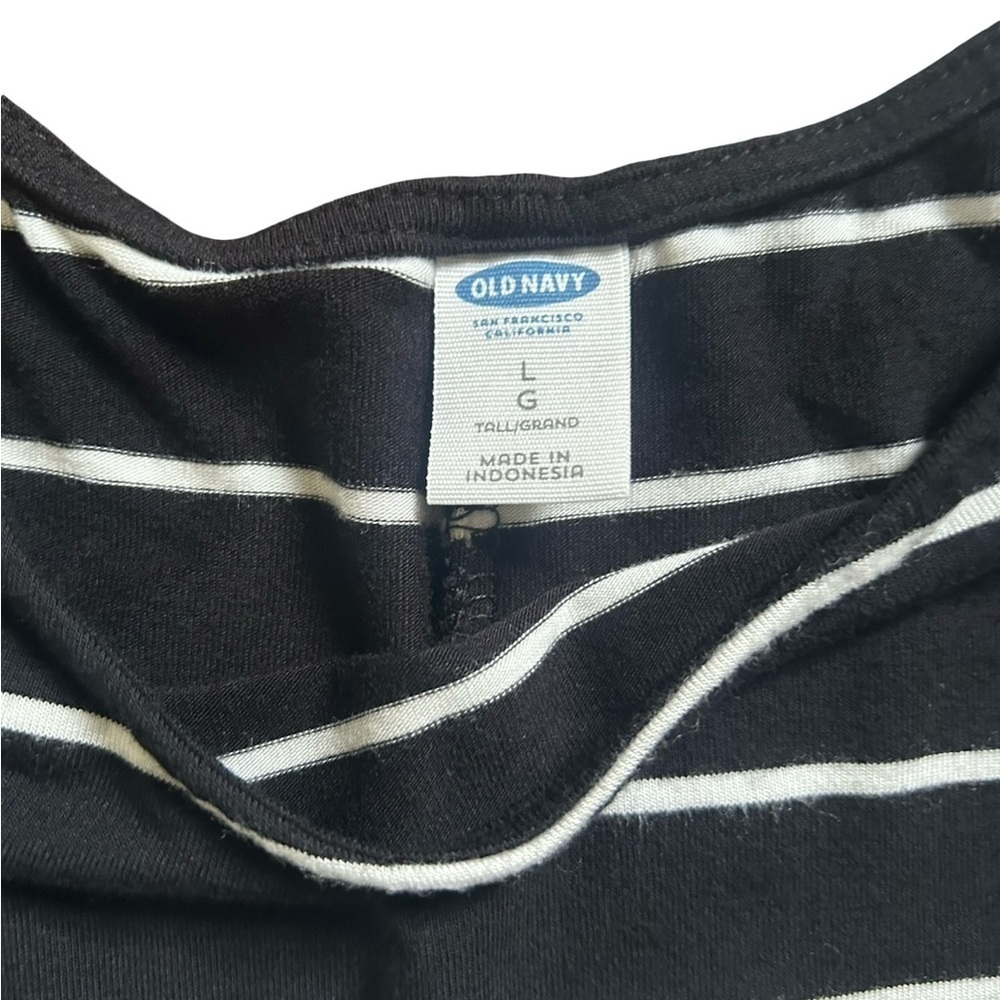 Old Navy Black and White Striped Jersey Knit Swing Dress L - Picture 5 of 6